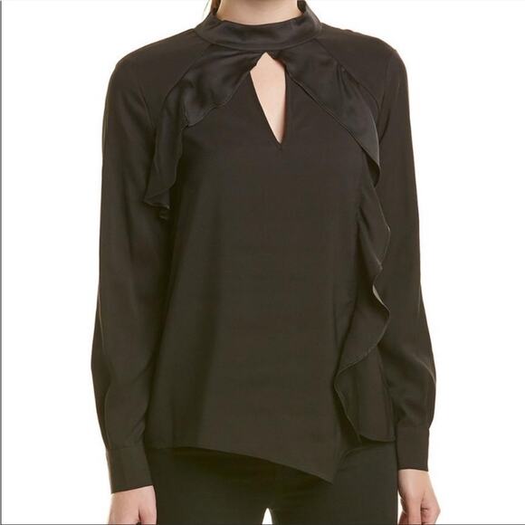 Parker black Cianni Cascading Ruffle long sleeve blouse - Picture 9 of 9